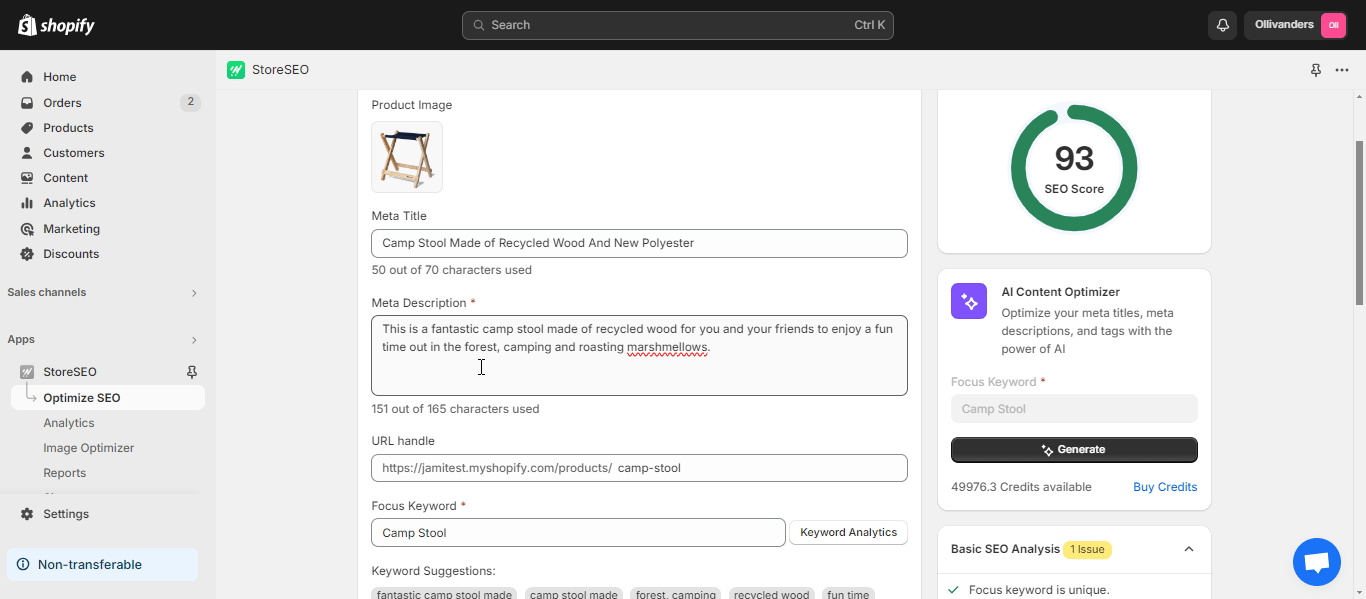 homepage title and meta description