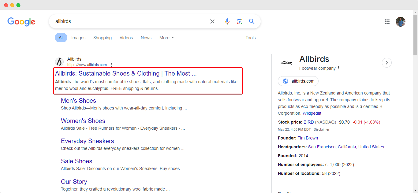 homepage title and meta description